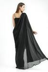 Cham Cham_Black Polyester Sweetheart Neck Draped Sheer Shoulder Gown _Online_at_Aza_Fashions