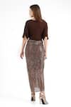 Cham Cham_Brown Polyester Sequins V-neck Meander Draped Midi Dress _Online_at_Aza_Fashions