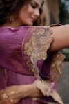 Charu Makkar Purple Chanderi, Cotton, Organza Embroidery V-neck Sukhi Kurta Set Online at Aza Fashions Charu Makkar_Purple Chanderi, Cotton, Organza Embroidery V-neck Sukhi Kurta Set _Online_at_Aza_Fashions