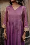 Buy Charu Makkar Purple Chanderi, Cotton, Organza Embroidery V-neck Sukhi Kurta Set Online at Aza Fashions Buy_Charu Makkar_Purple Chanderi, Cotton, Organza Embroidery V-neck Sukhi Kurta Set _Online_at_Aza_Fashions