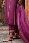 Buy_Charu Makkar_Purple Silk, Organza Embroidery Split V-neck Sohni Kurta Set _Online_at_Aza_Fashions