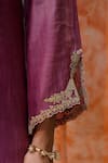 Buy_Charu Makkar_Purple Chanderi, Organza Embroidery, Zari Split V-neck Muskaan Kurta Set _Online_at_Aza_Fashions