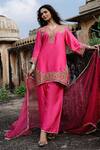Charu Makkar Pink Silk, Shantoon, Organza Embroidery, Zari, Gota Patti Surveen Kurta Set at Aza Fashions Charu Makkar_Pink Silk, Shantoon, Organza Embroidery, Zari, Gota Patti Surveen Kurta Set _at_Aza_Fashions