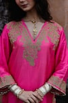 Charu Makkar Pink Silk, Shantoon, Organza Embroidery, Zari, Gota Patti Surveen Kurta Set Online Charu Makkar_Pink Silk, Shantoon, Organza Embroidery, Zari, Gota Patti Surveen Kurta Set _Online