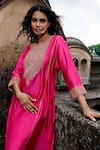 Buy_Charu Makkar_Pink Silk, Organza Embroidery, Fringe Split V-neck Seerat Kurta Set _Online_at_Aza_Fashions