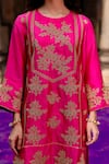 Shop_Charu Makkar_Pink Silk, Organza Embroidery, Metallic Thread, Zari Round Neck Rajjo Kurta Set 