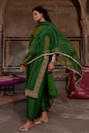 Buy_Charu Makkar_Green Silk, Organza Embroidery, Zari V-neck Farnaz Kurta Set 