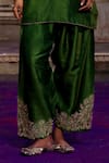 Buy_Charu Makkar_Green Silk, Organza Embroidery, Zari V-neck Anmol Kurta Set 
