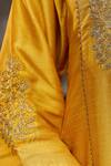 Shop_Charu Makkar_Mustard Silk, Organza Embroidery, Zari V-neck Rubina Kurta Set 