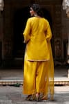 Shop_Charu Makkar_Mustard Silk, Organza Embroidery, Zari, Gota Patti V-neck Harnoor Kurta Set _at_Aza_Fashions