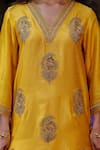 Buy_Charu Makkar_Mustard Shantoon, Organza Embroidery, Sequins, Zari, Lace Sahiba Kurta Set _Online_at_Aza_Fashions