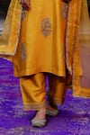 Shop_Charu Makkar_Mustard Shantoon, Organza Embroidery, Sequins, Zari, Lace Sahiba Kurta Set _Online_at_Aza_Fashions