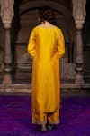 Shop_Charu Makkar_Mustard Shantoon, Organza Embroidery, Zari V-neck Juhika Kurta Set _at_Aza_Fashions