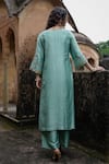 Shop_Charu Makkar_Green Silk, Organza Embroidery, Lace, Zari Round Neck Alizeh Kurta Set _at_Aza_Fashions