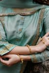 Buy_Charu Makkar_Green Silk, Organza Embroidery, Lace, Zari Round Neck Alizeh Kurta Set 