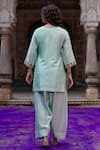 Shop_Charu Makkar_Green Silk Embroidery Split V-neck Nikki Kurta Set _at_Aza_Fashions