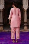 Shop_Charu Makkar_Pink Silk, Organza Embroidery, Lace, Zari Round Neck Raano Kurta Set _at_Aza_Fashions