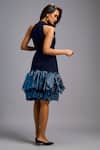 Shop_Deepika Arora_Navy Roma Sequins, Embroidery Halter Neck, Shimmer Ruffle Dress _at_Aza_Fashions