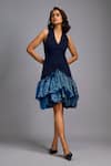 Buy_Deepika Arora_Navy Roma Sequins, Embroidery Halter Neck, Shimmer Ruffle Dress _Online_at_Aza_Fashions