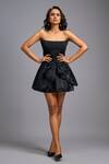 Buy_Deepika Arora_Black Roma Bandeau Neck Strapless Short Dress _Online_at_Aza_Fashions