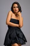 Deepika Arora_Black Roma Bandeau Neck Strapless Short Dress _at_Aza_Fashions