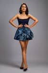 Buy_Deepika Arora_Navy Roma Sequins Bandeau Neck Strapless Fitted Bodice Shimmer Mini Dress _at_Aza_Fashions
