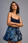 Buy_Deepika Arora_Navy Roma Sequins Bandeau Neck Strapless Fitted Bodice Shimmer Mini Dress _Online_at_Aza_Fashions