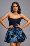 Deepika Arora_Navy Roma Sequins Bandeau Neck Strapless Fitted Bodice Shimmer Mini Dress _at_Aza_Fashions