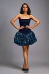 Buy_Deepika Arora_Navy Roma Sequins, Embroidery Bandeau Strapless Structured Bodice Shimmer Dress _at_Aza_Fashions