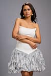 Buy_Deepika Arora_White Roma Sequins Bandeau Neck Strapless Structured Bodice Ruched Shimmer Dress _Online_at_Aza_Fashions