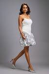 Deepika Arora_White Roma Sequins Bandeau Neck Strapless Structured Bodice Ruched Shimmer Dress _at_Aza_Fashions