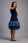 Shop_Deepika Arora_Navy Roma Sequins, Ruffles V-neck Flared Dress _at_Aza_Fashions