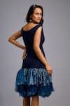 Deepika Arora_Navy Roma Sequins, Ruffles V-neck Flared Dress _at_Aza_Fashions