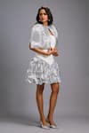 Buy_Deepika Arora_White Roma Sequins, Embroidery Bandeau Neck, Ruching Shimmer Dress With Jacket _Online_at_Aza_Fashions
