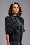 Shop_Deepika Arora_Black Roma Crew Neck Puff Sleeve Shimmer And Tulle Ruffle Dress 