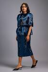 Buy_Deepika Arora_Navy Roma Sequins Round Neck, Shimmer Structured Cropped Jacket Skirt Set _Online_at_Aza_Fashions