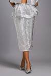 Deepika Arora_Silver Roma Embroidery Shimmer Midi Skirt _Online_at_Aza_Fashions