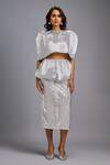 Shop_Deepika Arora_Silver Roma Embroidery Shimmer Midi Skirt _Online_at_Aza_Fashions
