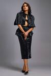 Deepika Arora_Black Round Neck Shimmer Structured Cape _Online_at_Aza_Fashions