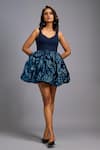 Buy_Deepika Arora_Navy Roma Sequins Sweetheart Neck Fitted Bodice And Voluminous Bubble Dress _at_Aza_Fashions