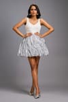 Buy_Deepika Arora_White Roma Sequins V-neck Fitted Bodice And Bubble Dress _at_Aza_Fashions