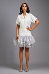 Shop_Deepika Arora_Off White Roma Sequins Collared Lapelled Jacket Dress _Online_at_Aza_Fashions