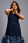 Deepika Arora_Navy Roma Sequins Round Neck Ruffled Shimmer Hem Dress _Online_at_Aza_Fashions