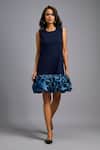 Shop_Deepika Arora_Navy Roma Sequins Round Neck Ruffled Shimmer Hem Dress _at_Aza_Fashions