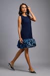 Buy_Deepika Arora_Navy Roma Sequins Round Neck Ruffled Shimmer Hem Dress _Online_at_Aza_Fashions