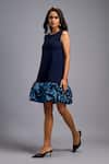 Shop_Deepika Arora_Navy Roma Sequins Round Neck Ruffled Shimmer Hem Dress _Online_at_Aza_Fashions