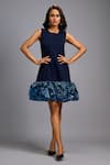 Buy_Deepika Arora_Navy Roma Sequins Round Neck Ruffled Shimmer Hem Dress _at_Aza_Fashions