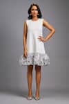 Deepika Arora White Roma Sequins, Ruffles Round Neck Sleeveless Mini Dress at Aza Fashions Deepika Arora_White Roma Sequins, Ruffles Round Neck Sleeveless Mini Dress _at_Aza_Fashions