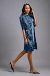 Buy_Deepika Arora_Navy Roma Sequins Round Neck Shimmer Textured Knee-length Dress _Online_at_Aza_Fashions