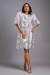 Buy_Deepika Arora_Silver Roma Sequins Round Neck Shimmer Textured Knee-length Dress _at_Aza_Fashions